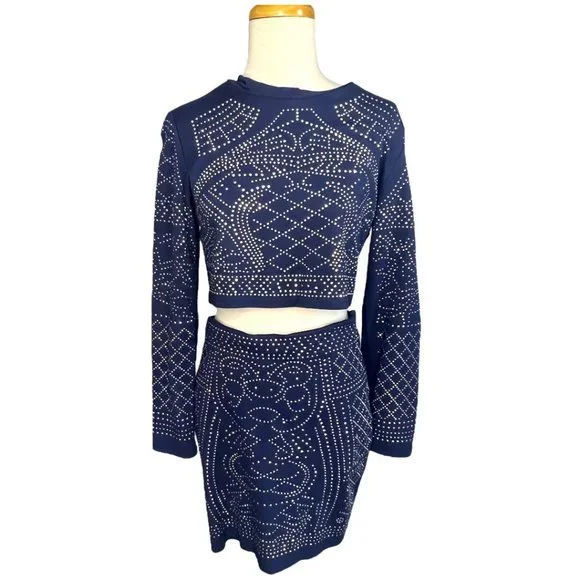 Mea Meor 2 Piece Studded Skirt Set Blue Size M EUC - Picture 3 of 13